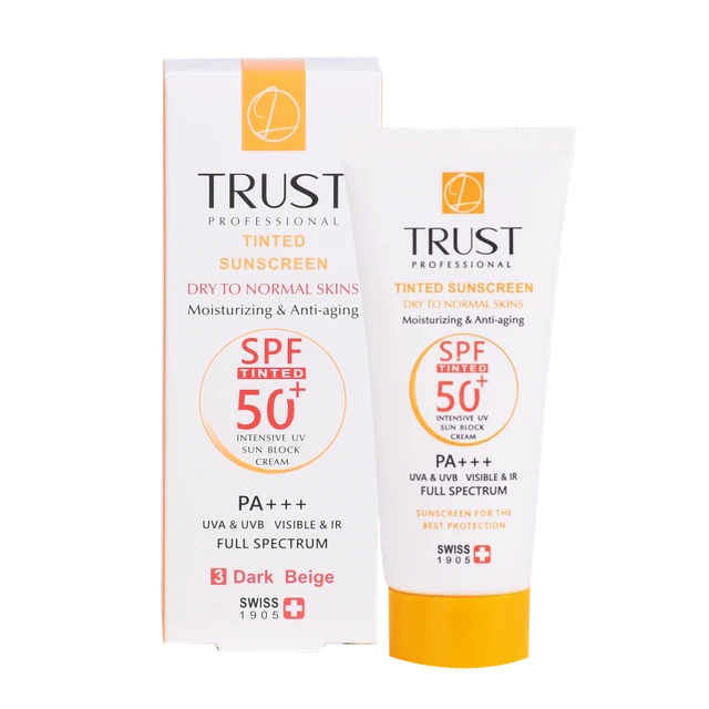 کرم ضد آفتاب رنگی و ضد پیری بژ تیره (پوست خشک تا نرمال)